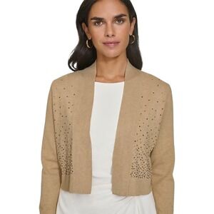 Calvin Klein Women's Collarless Open Front Embellished Cardigan Size S